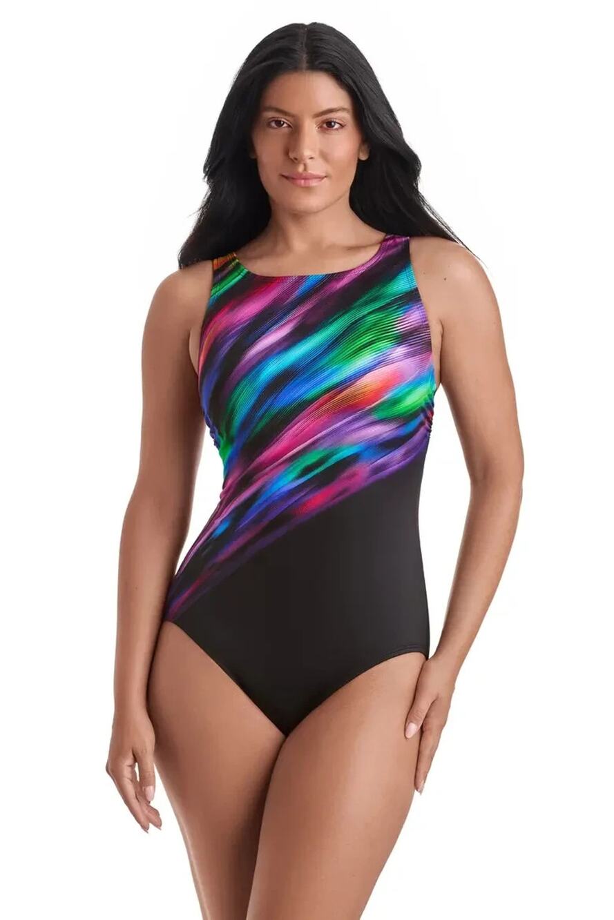 ShapeSolver Highneck Tank Chlorine Resistant One-Piece Swimsuit Size 14 3517